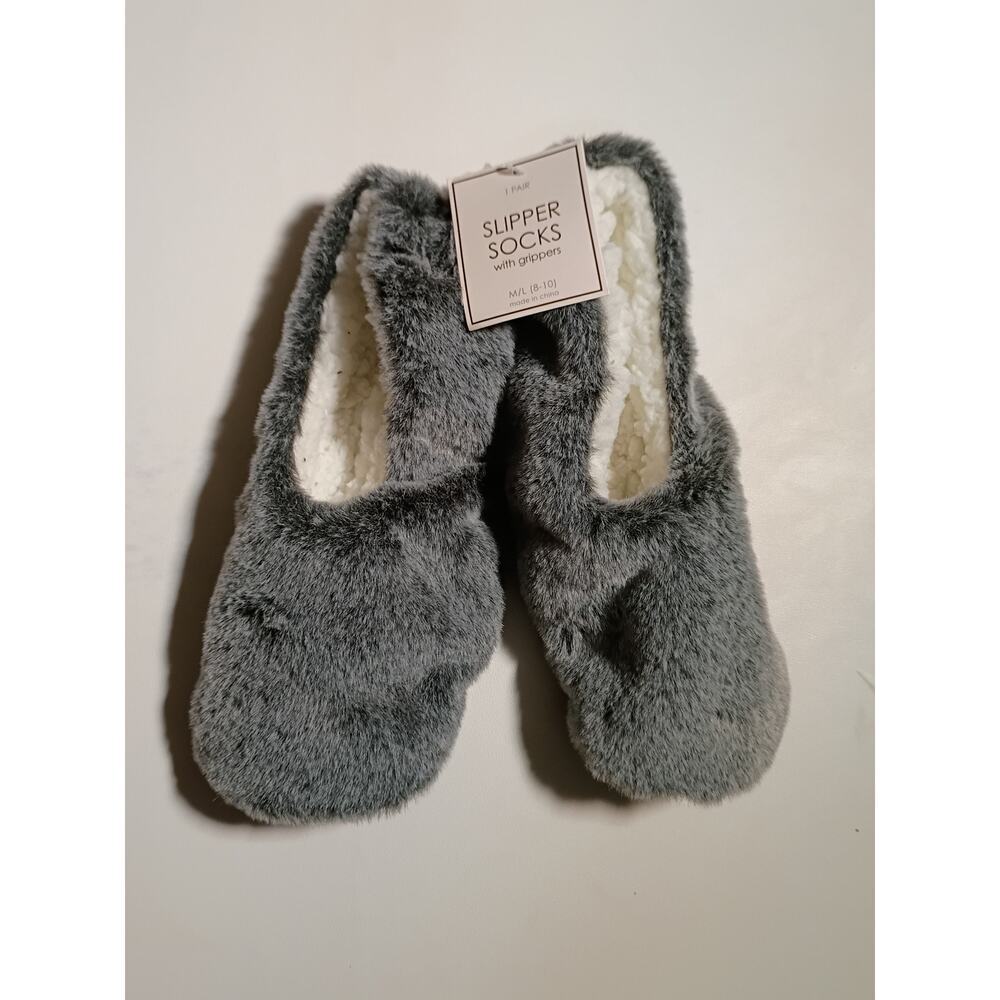 Fuzzy Slipper Socks with Grippers - Size 8 - NWT